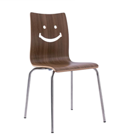 Smile-Back Plywood Cafeteria Chair