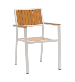 Aluminum Wood-Slat Outdoor Armchair