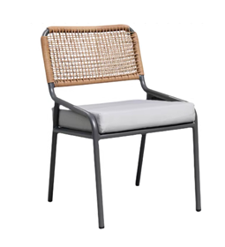 Woven Rattan-Back Outdoor Dining Chair