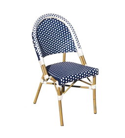 Blue Woven Rattan Outdoor Bistro Chair